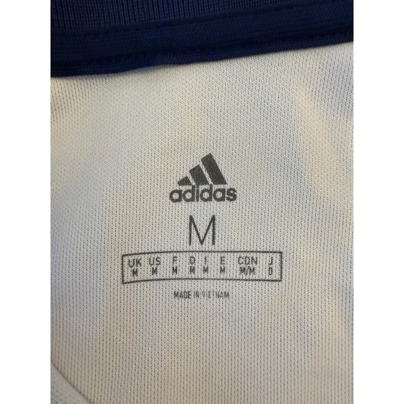 Adidas Golf‎ Polo Shirt Mens Medium Blue White Striped Aeroready Collared - Picture 4 of 7